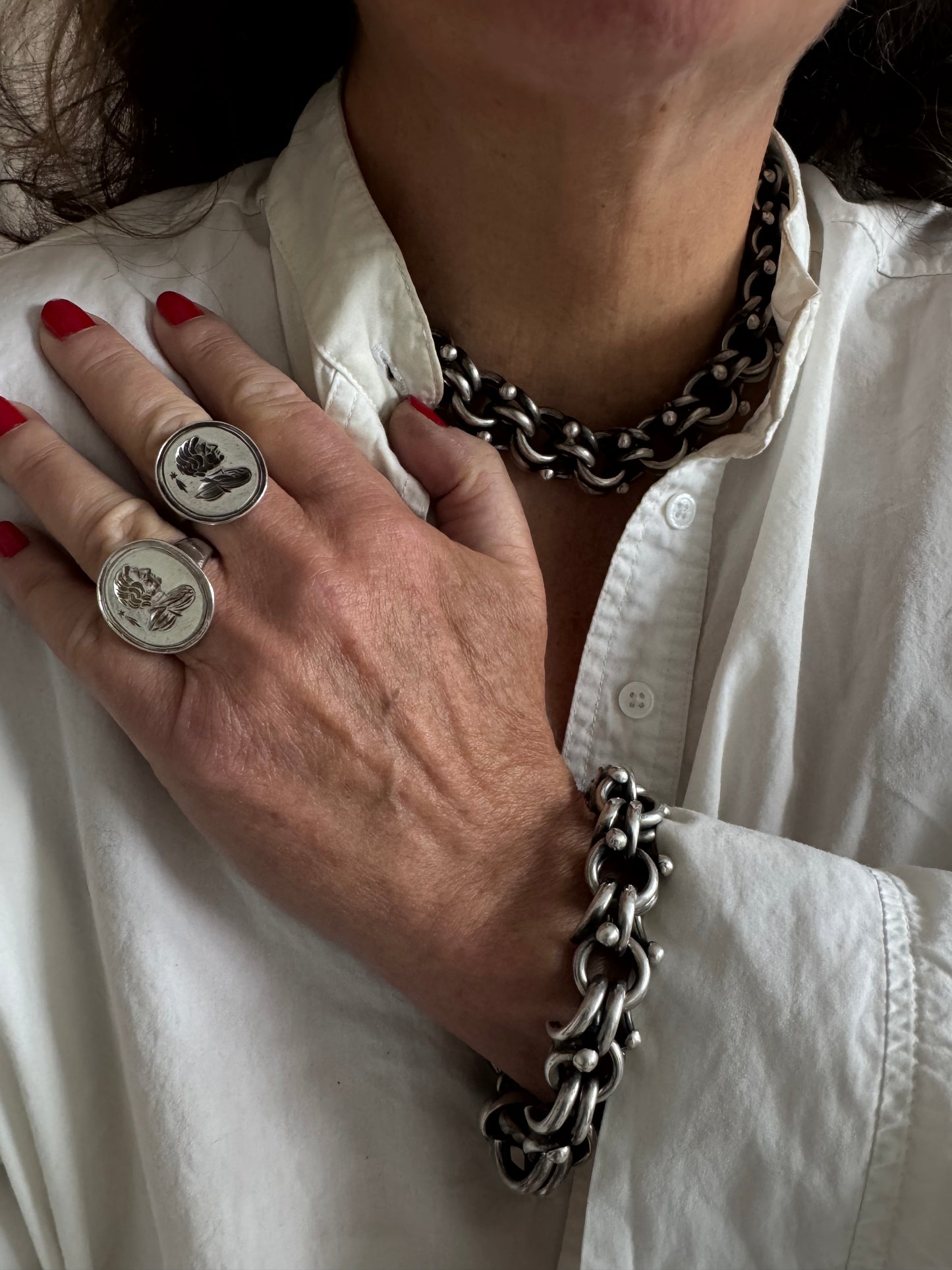 Enormous and Spectacular Sterling Necklace and Bracelet Set