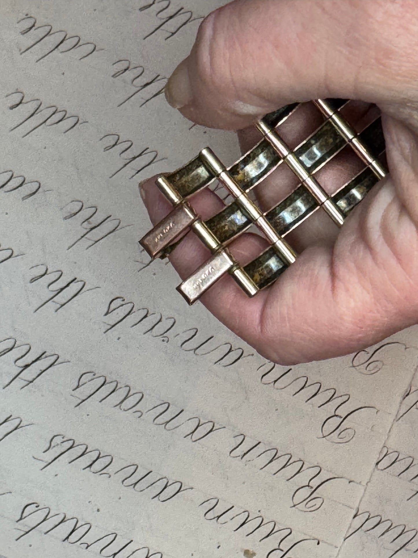 Spectacular Wide Retro 2-Tone Tank Track Bracelet