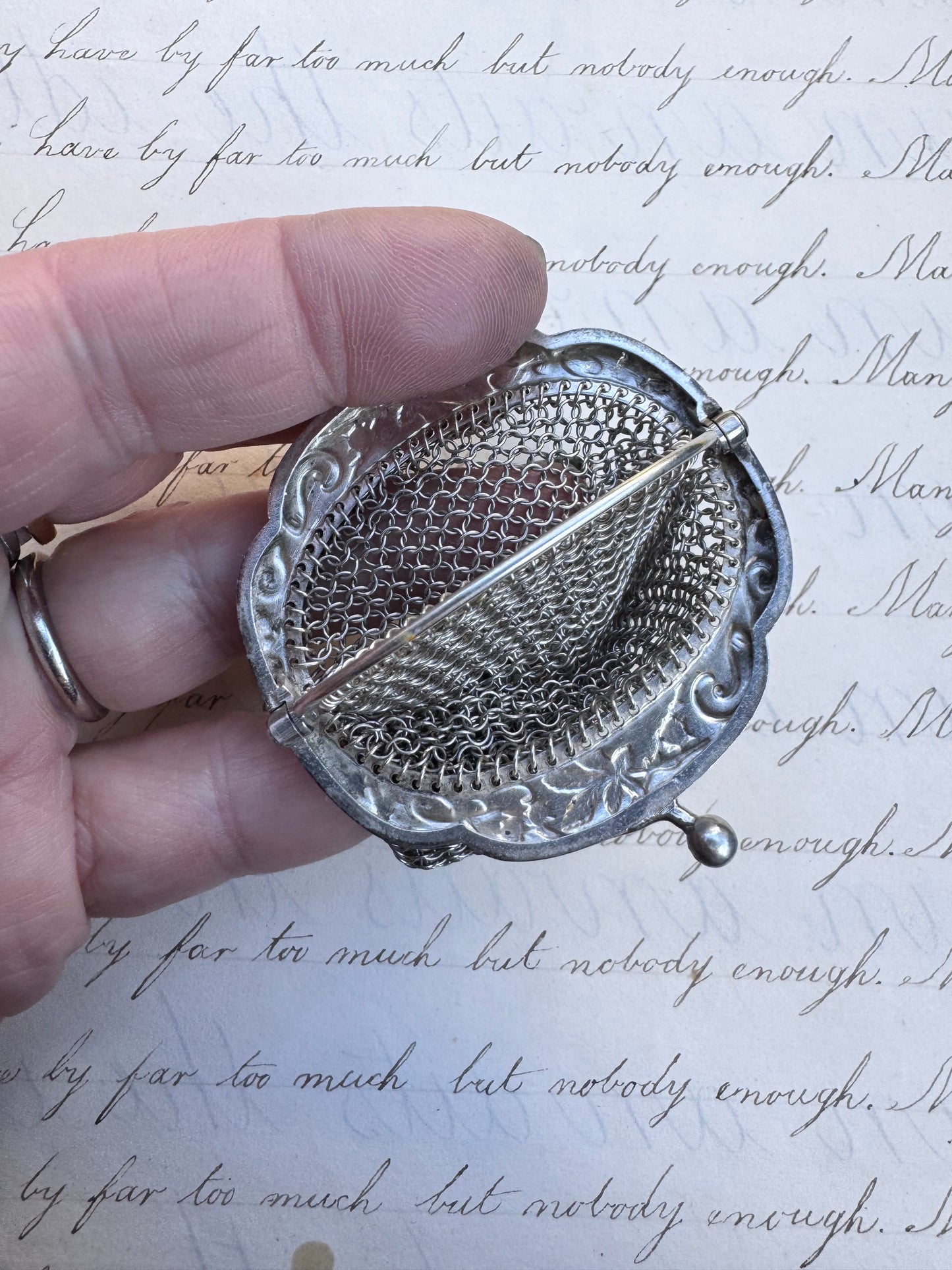 Antique French Silver Miniature Purse 1