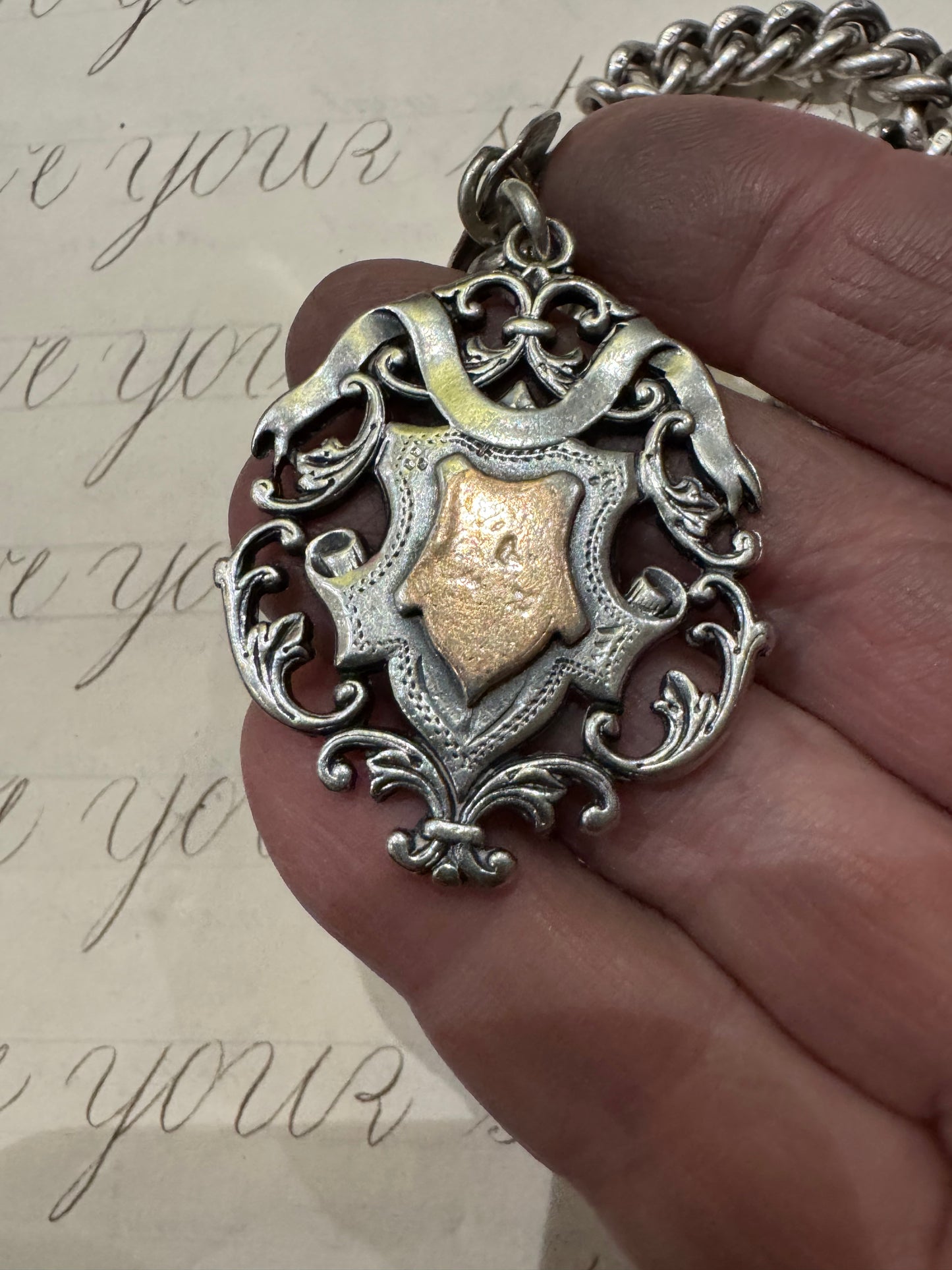 spectacular heavy graduated English silver antique watch chain