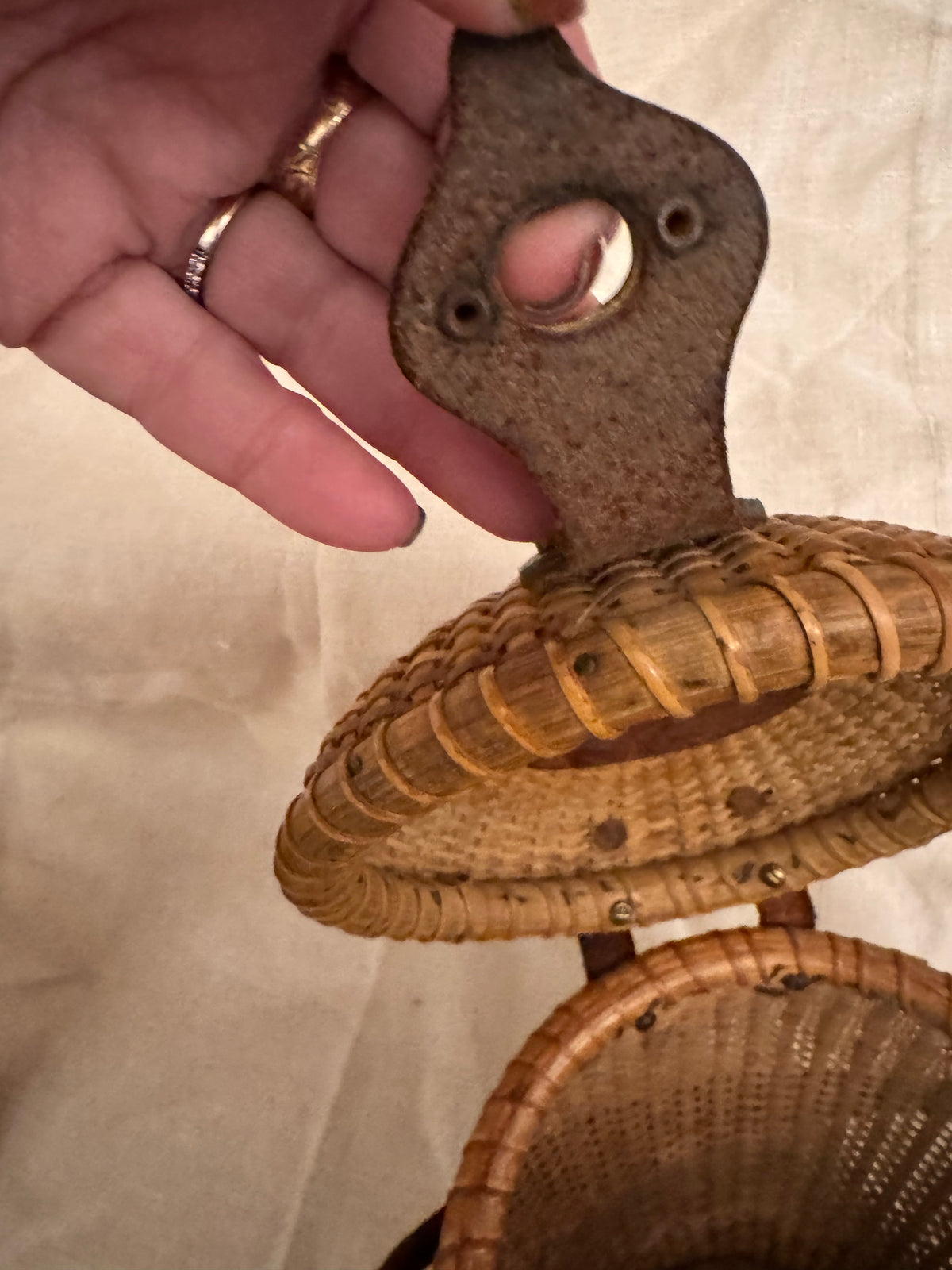 Rare Older Lightship Basket with Real Scallop Shell