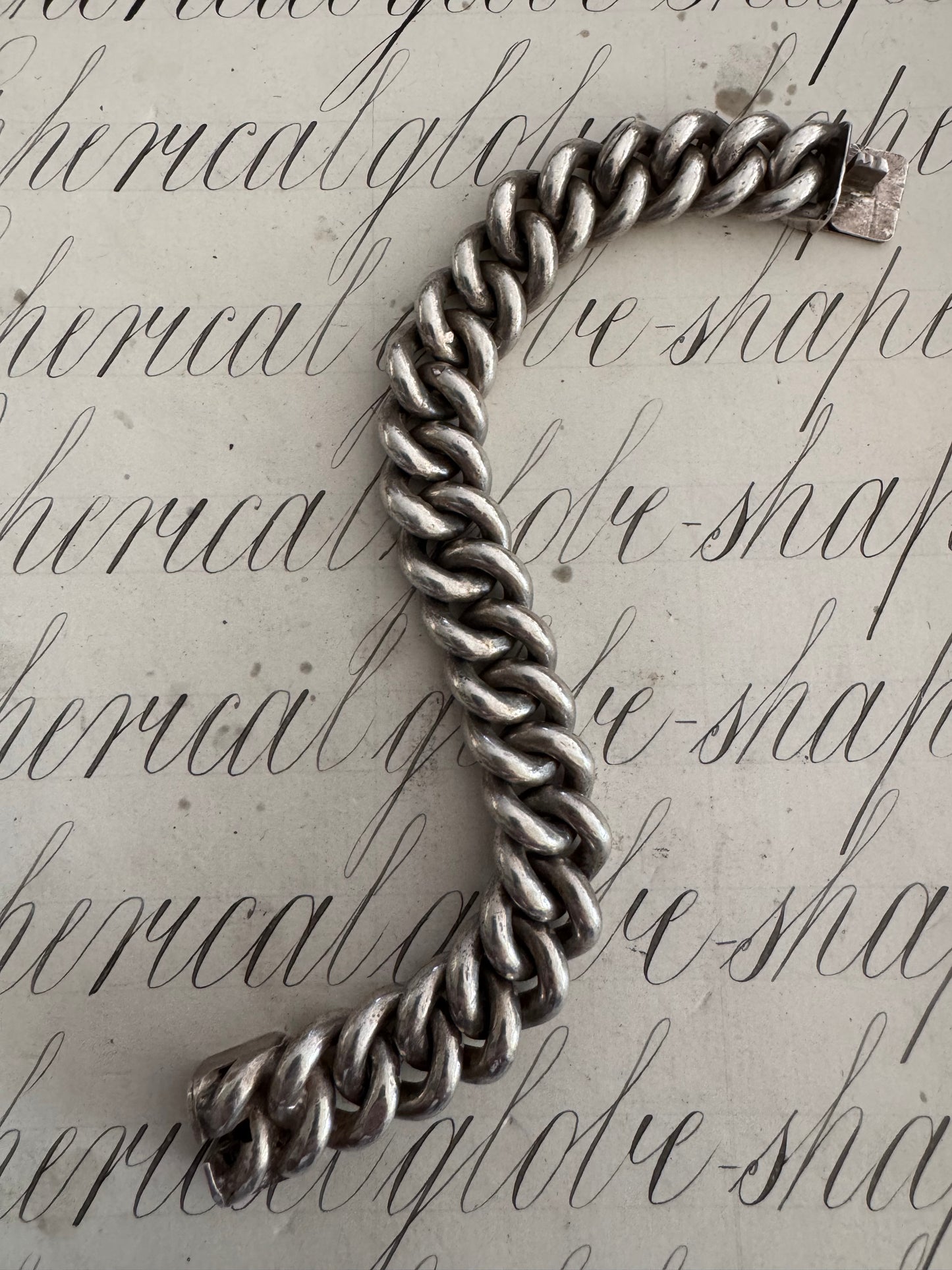 gorgeous vintage enormous solid silver curb chain bracelet
