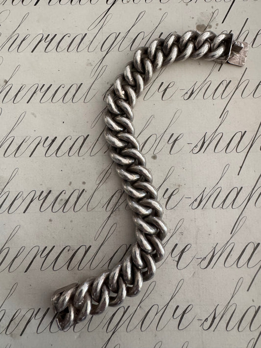 gorgeous vintage enormous solid silver curb chain bracelet