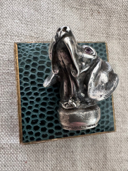 Aamazing Antique Sterling Dog Head Fob