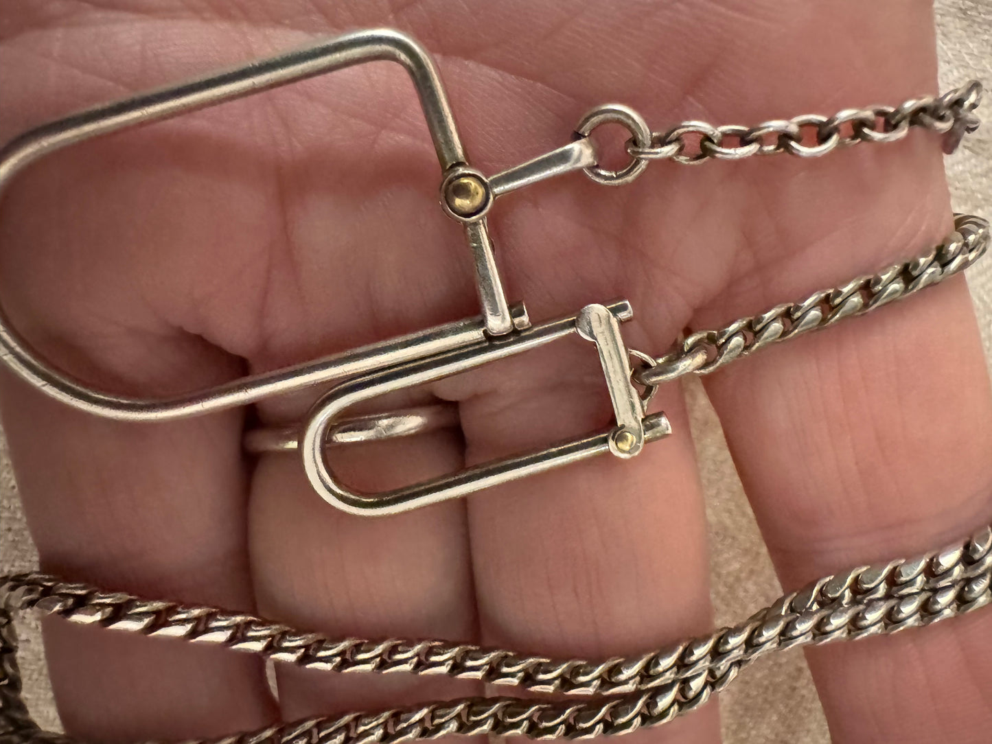 Fabulous Silver Watch Chain with 2 Charm Holders