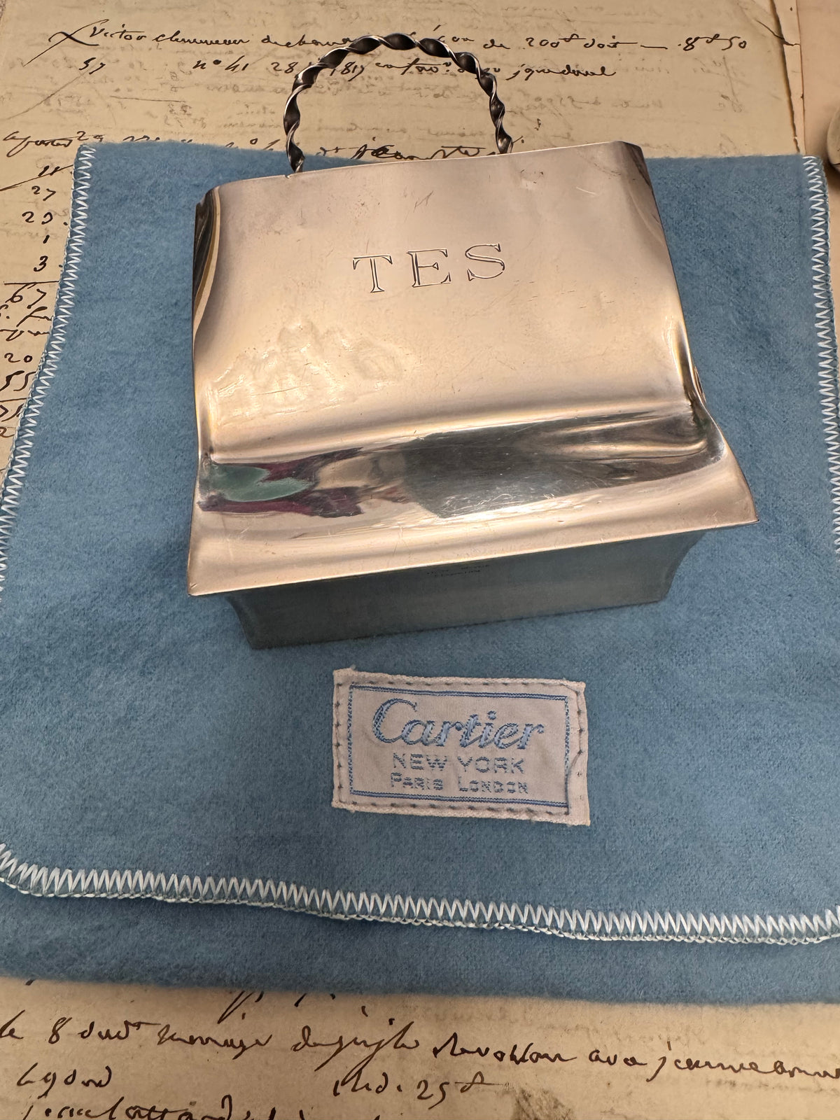 Rare Handmade Sterling Cartier Shopping Bag