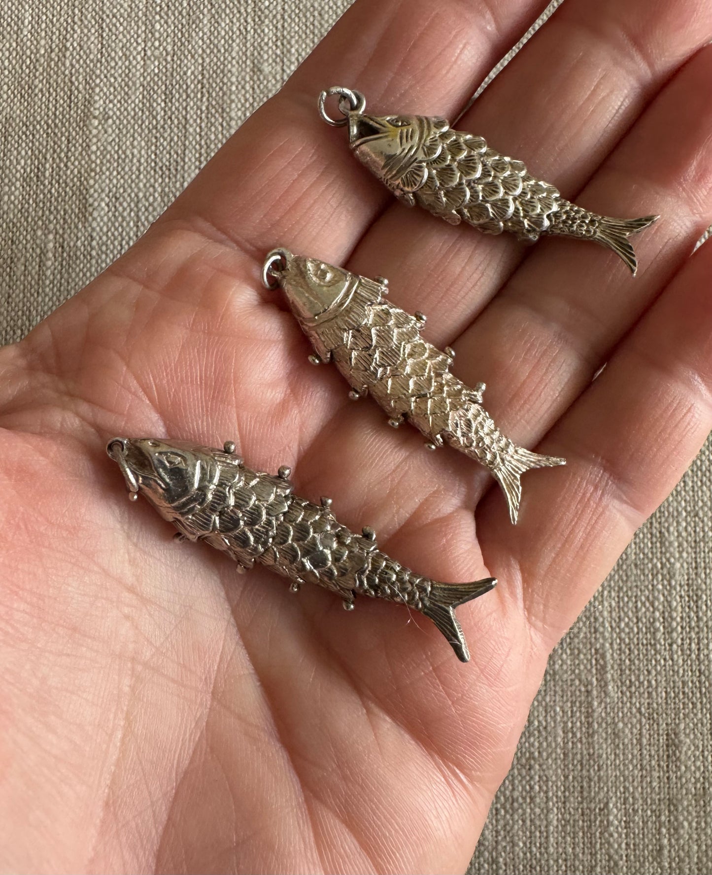 Medium Antique Sterling Silver Articulated Fish