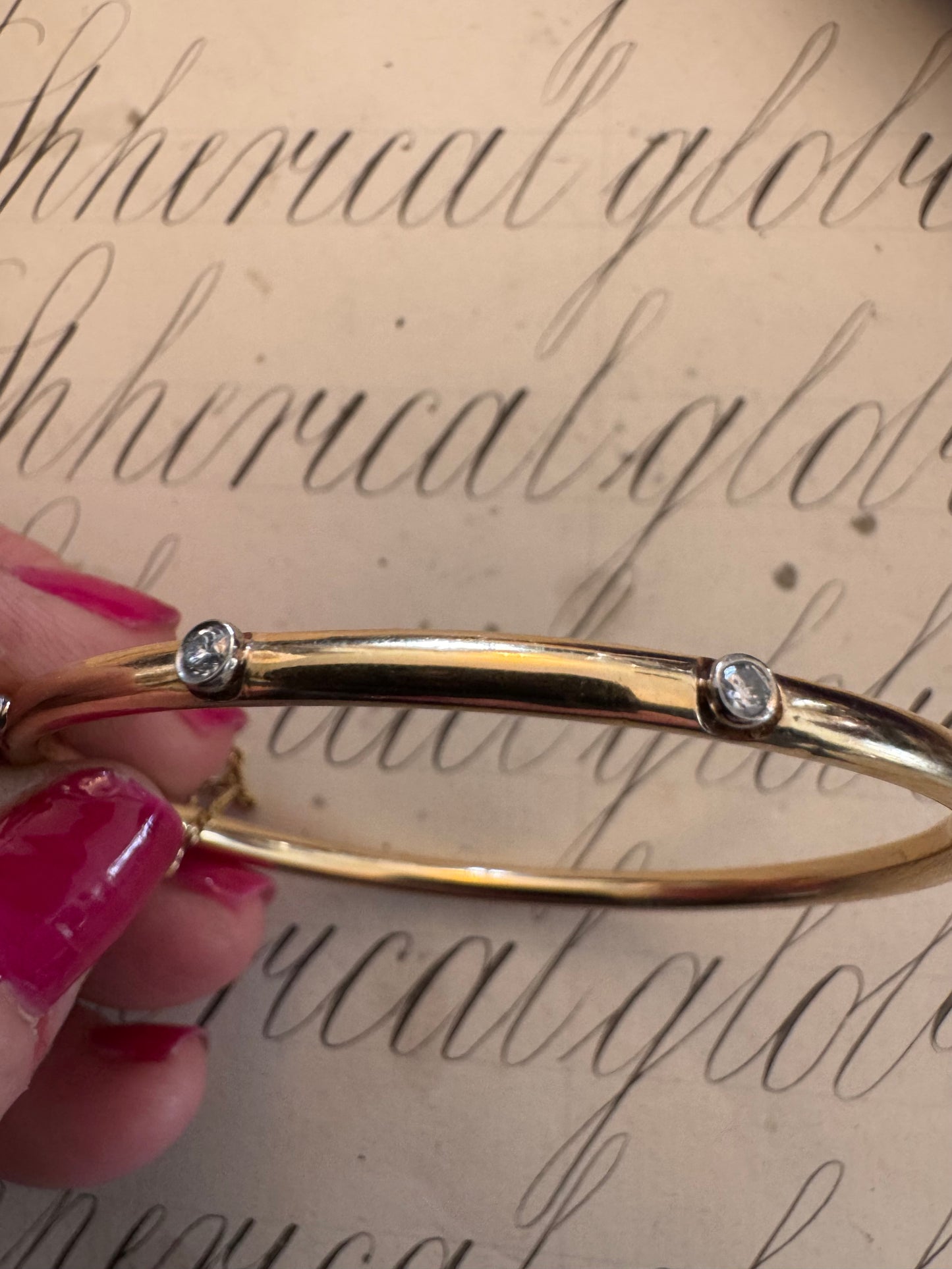 Beautiful Vintage Diamond and 14k Hinged Bangle