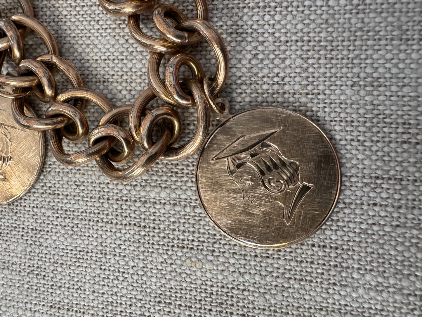 Amazing Vintage Gold Filled Charm Bracelet with Heart Lock