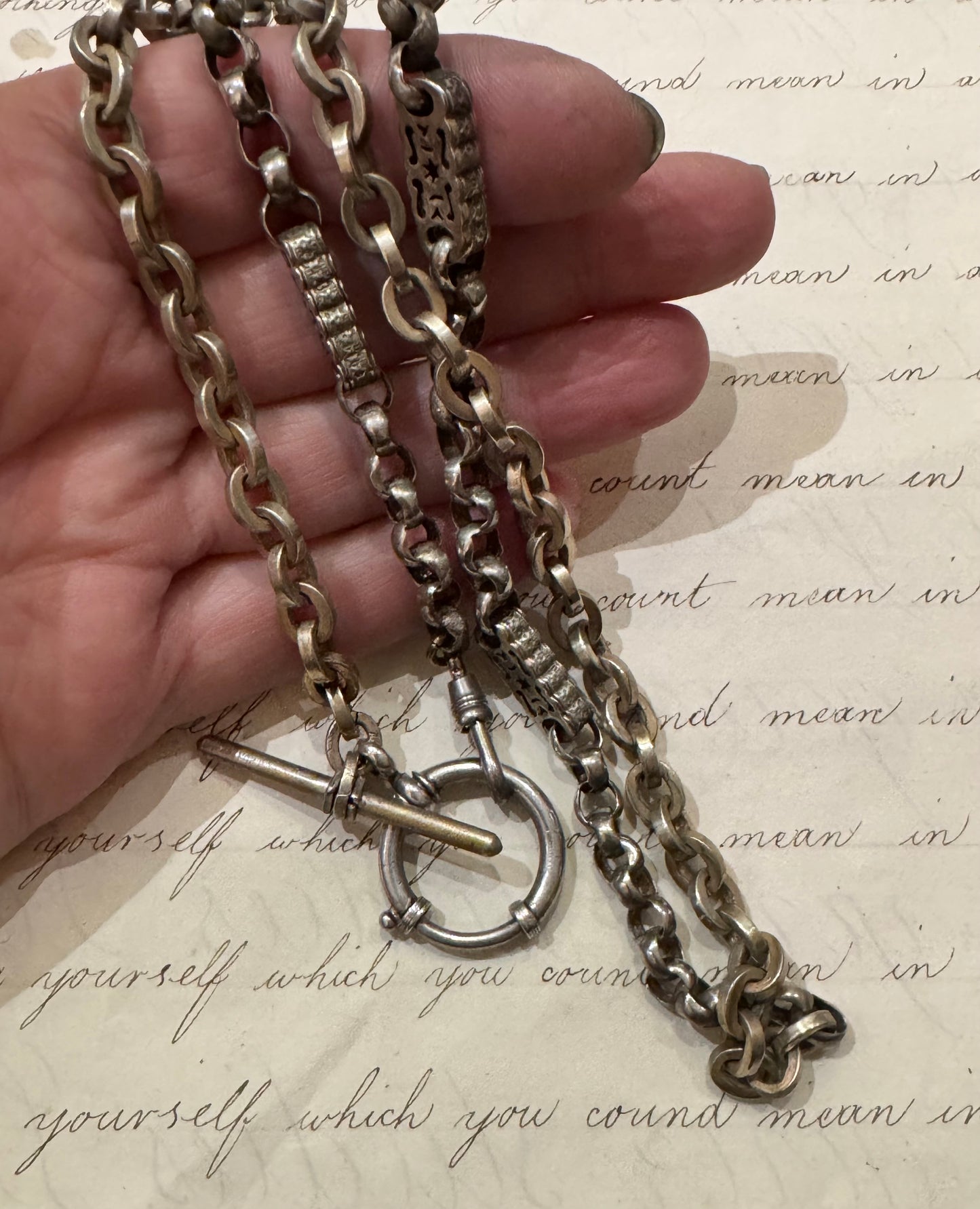 lovely 800 silver and sterling heavy watch chain