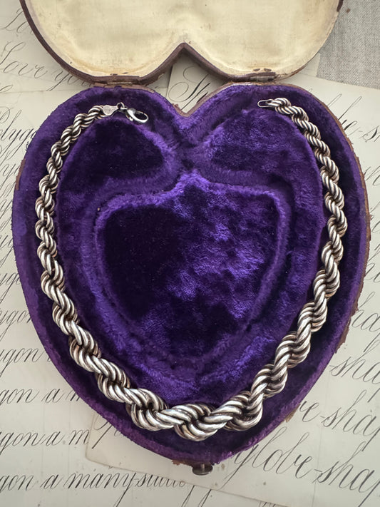 Enormous and Solid Italian Graduated Sterling Rope Chain