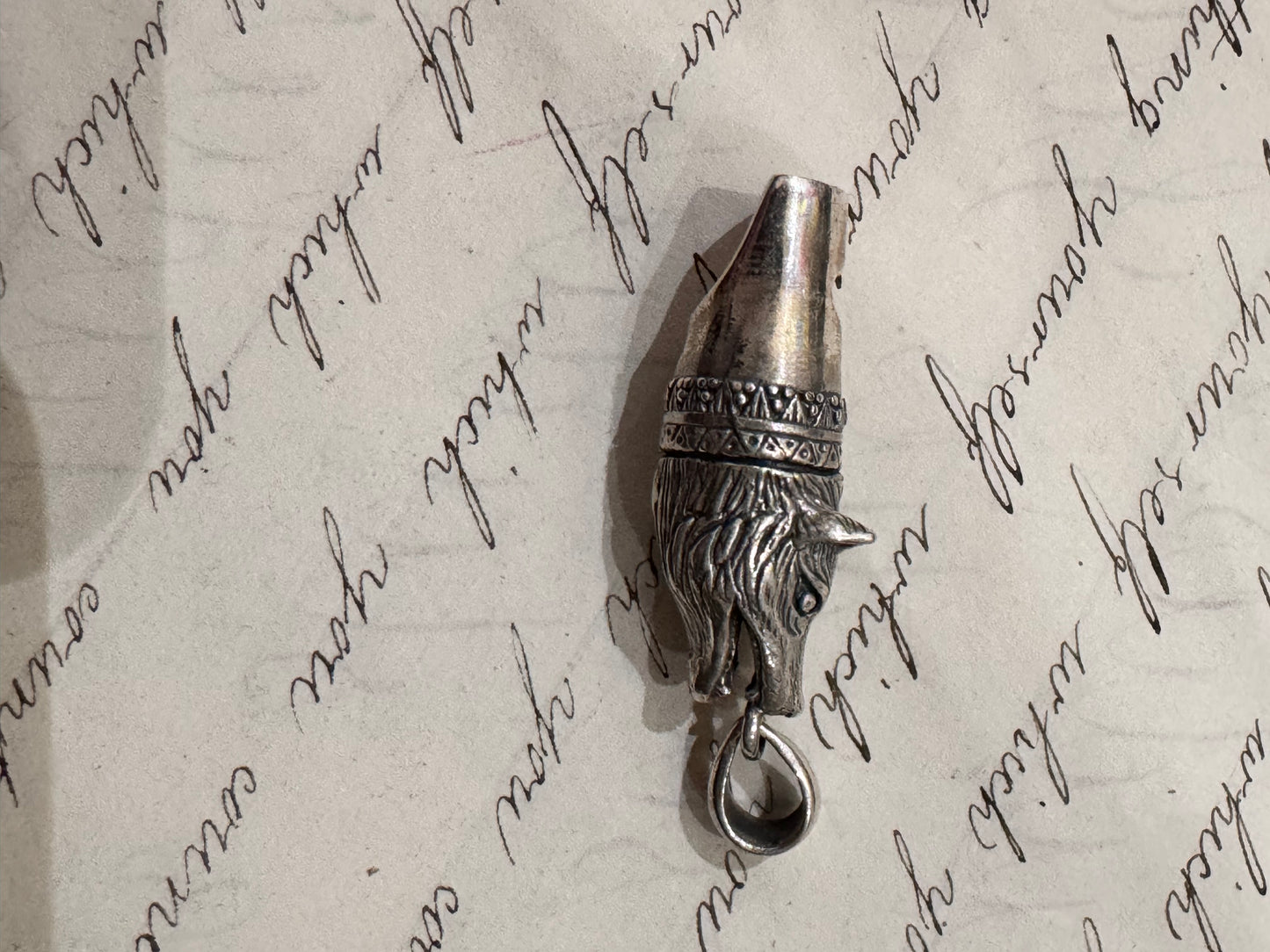 sterling silver English Wolf shaped whistle