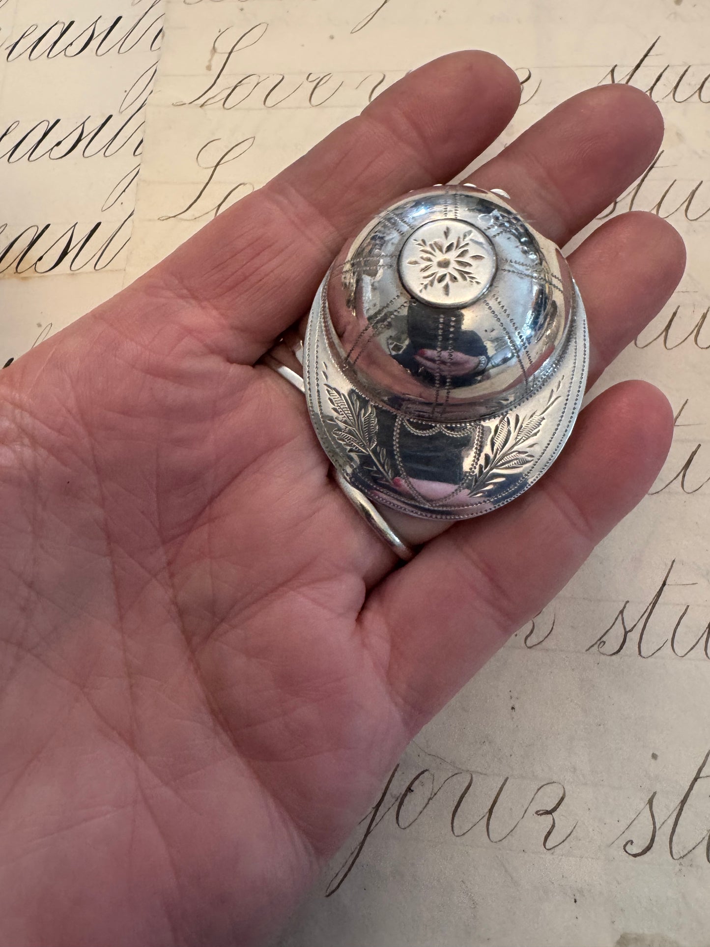 English Engraved Sterling Cap