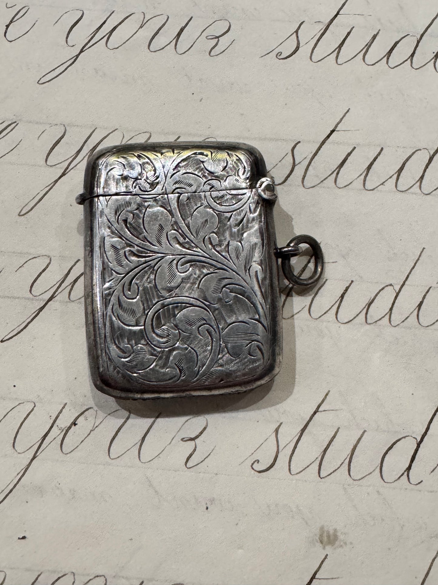 Beautiful English fully engraved match safe