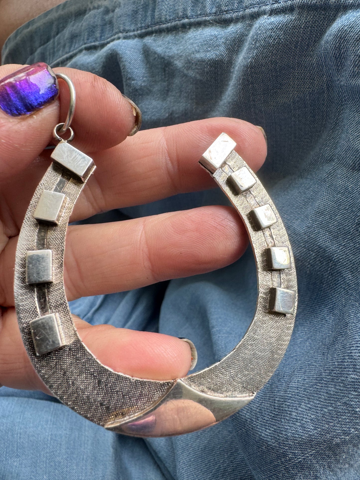 ENORMOUS Silver Horseshoe Pendant