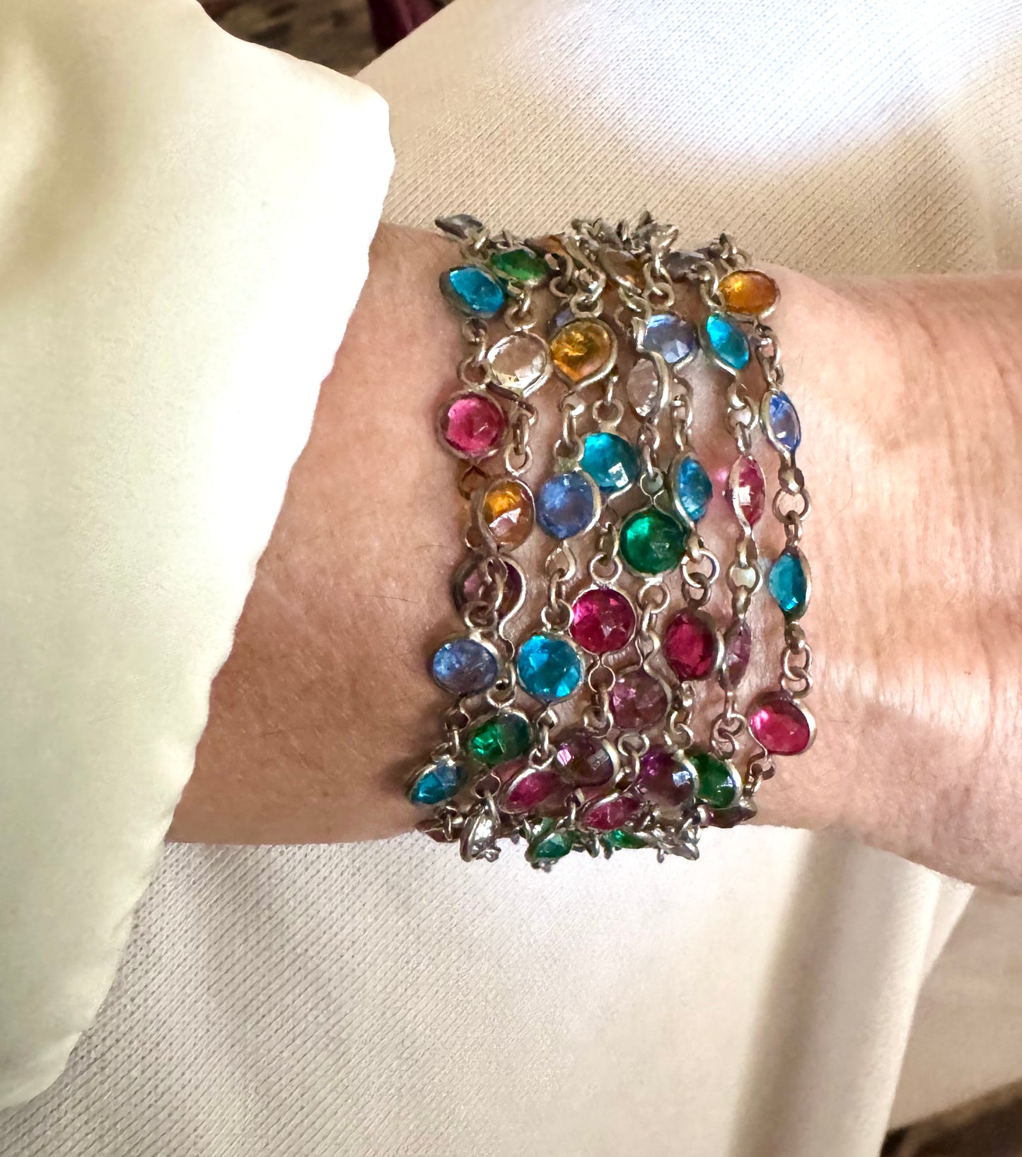 Lovely Long Vintage Paste Harlequin Necklace