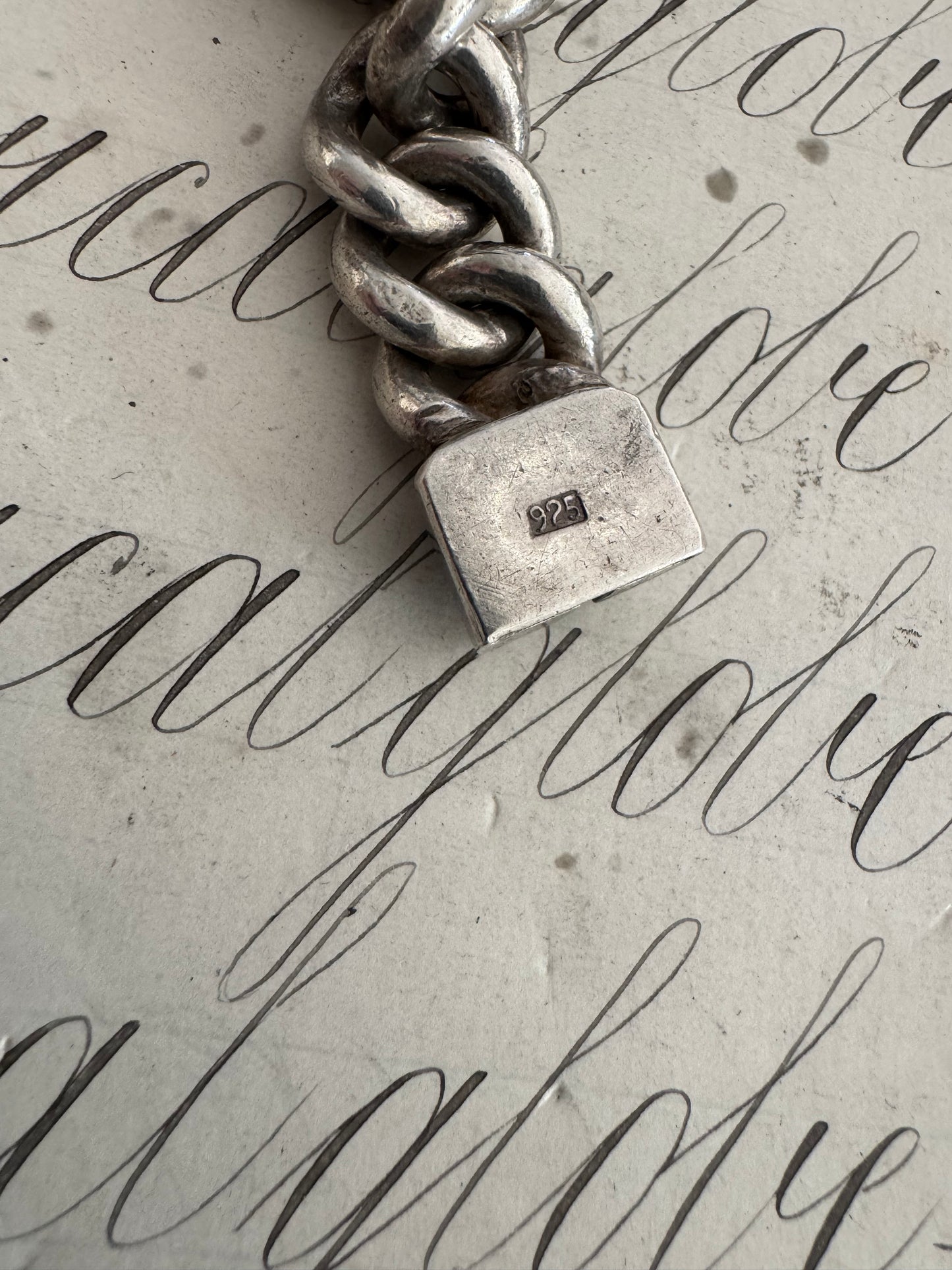 gorgeous vintage enormous solid silver curb chain bracelet