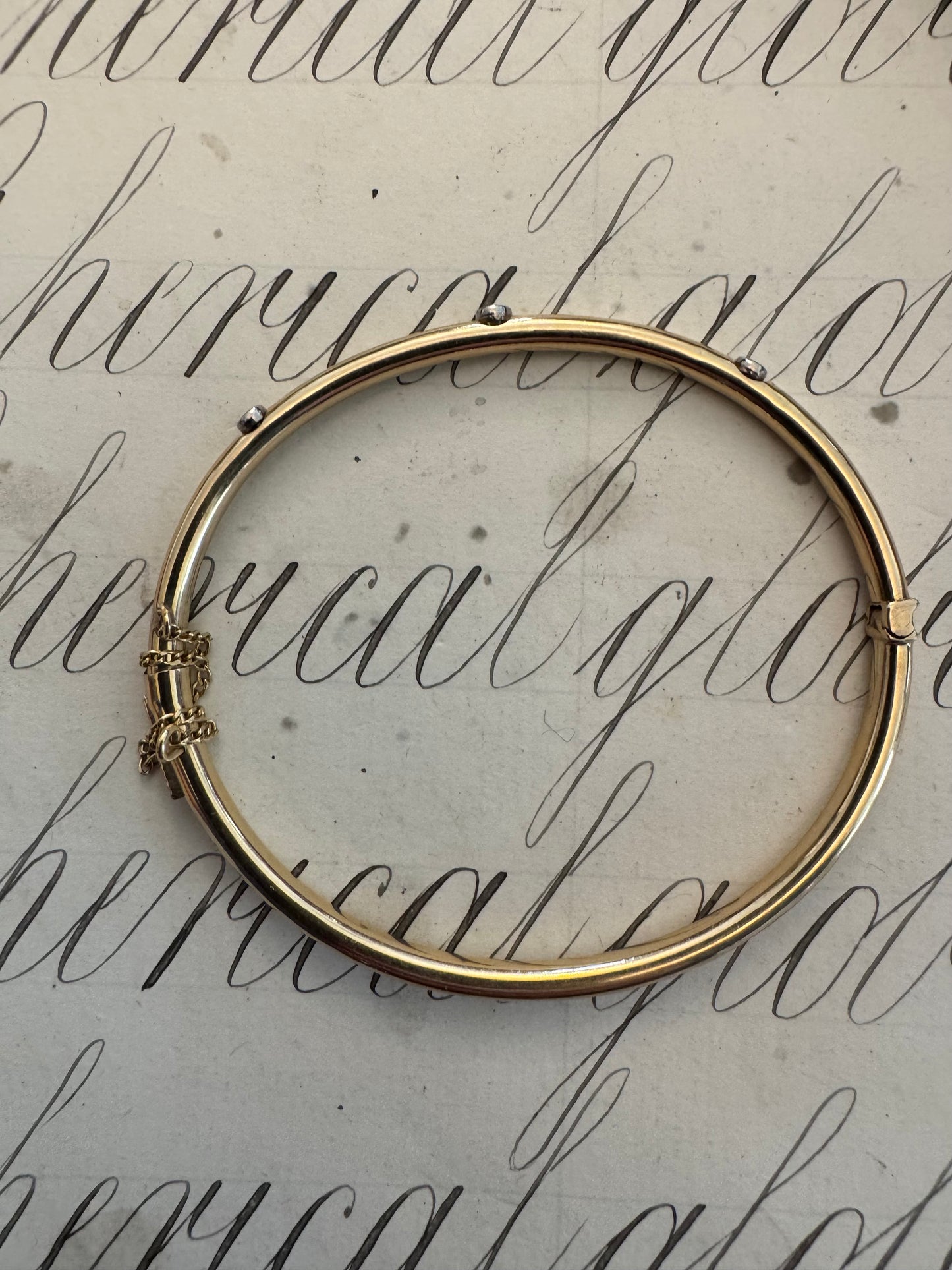 Beautiful Vintage Diamond and 14k Hinged Bangle