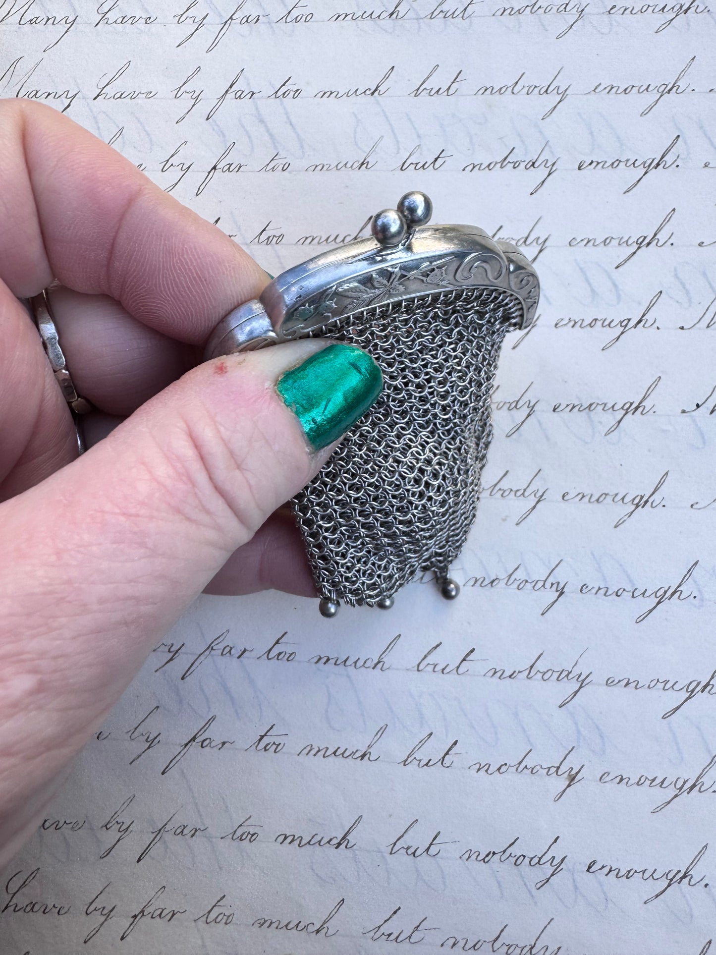 Antique French Silver Miniature Purse 1