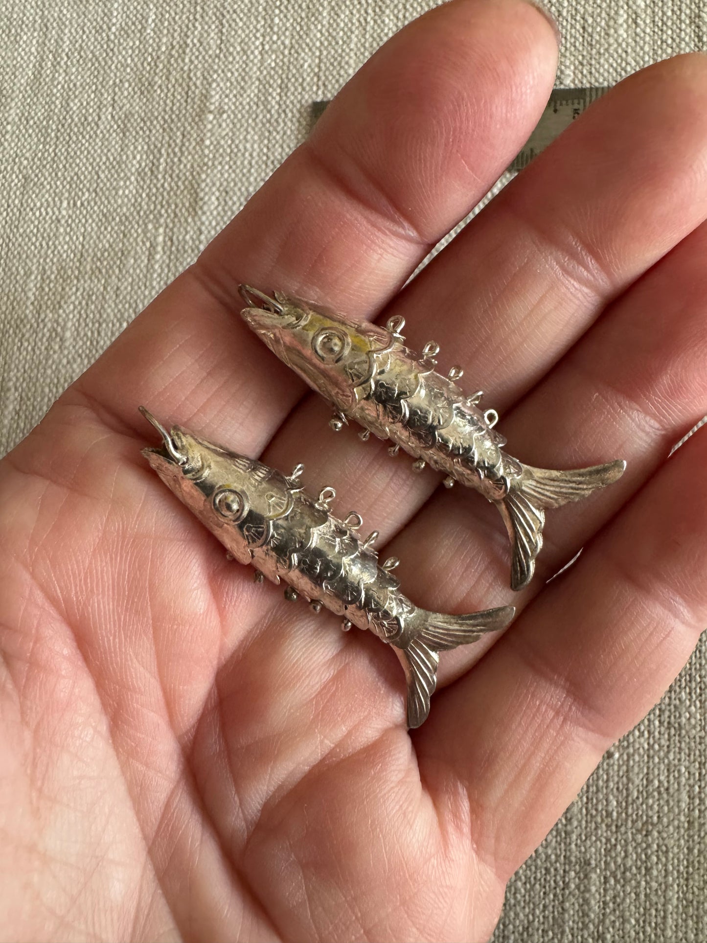 Medium Antique Sterling Silver Articulated Fish