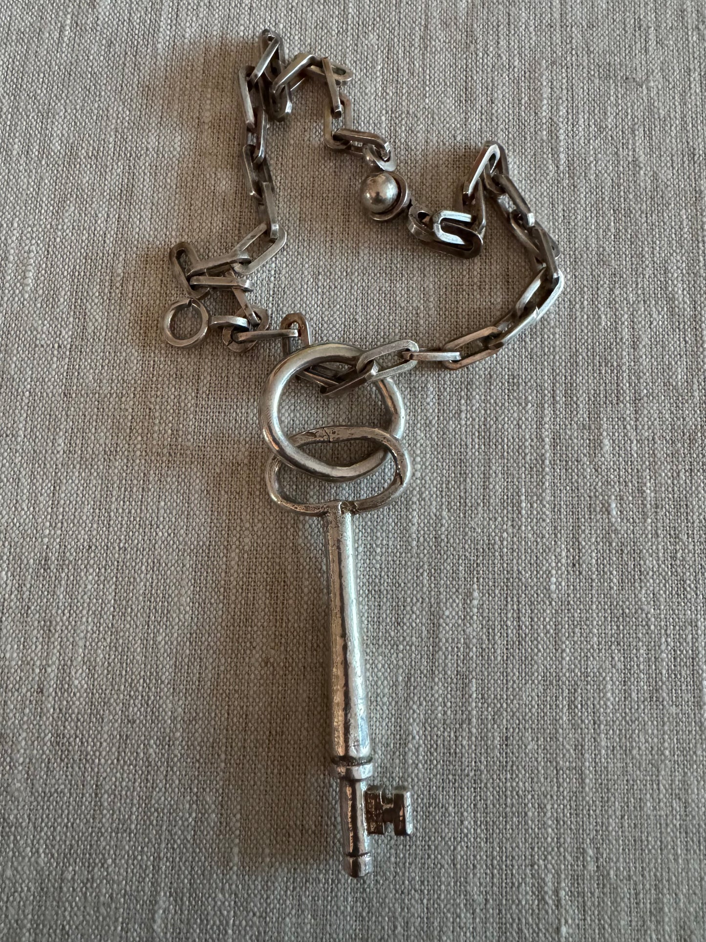 Huge Sterling Silver Skeleton Key with Ring