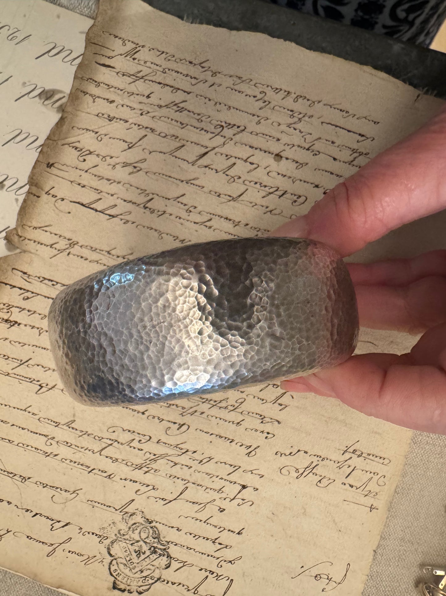 ENORMOUS handmade hammered, oval doughnut bangle