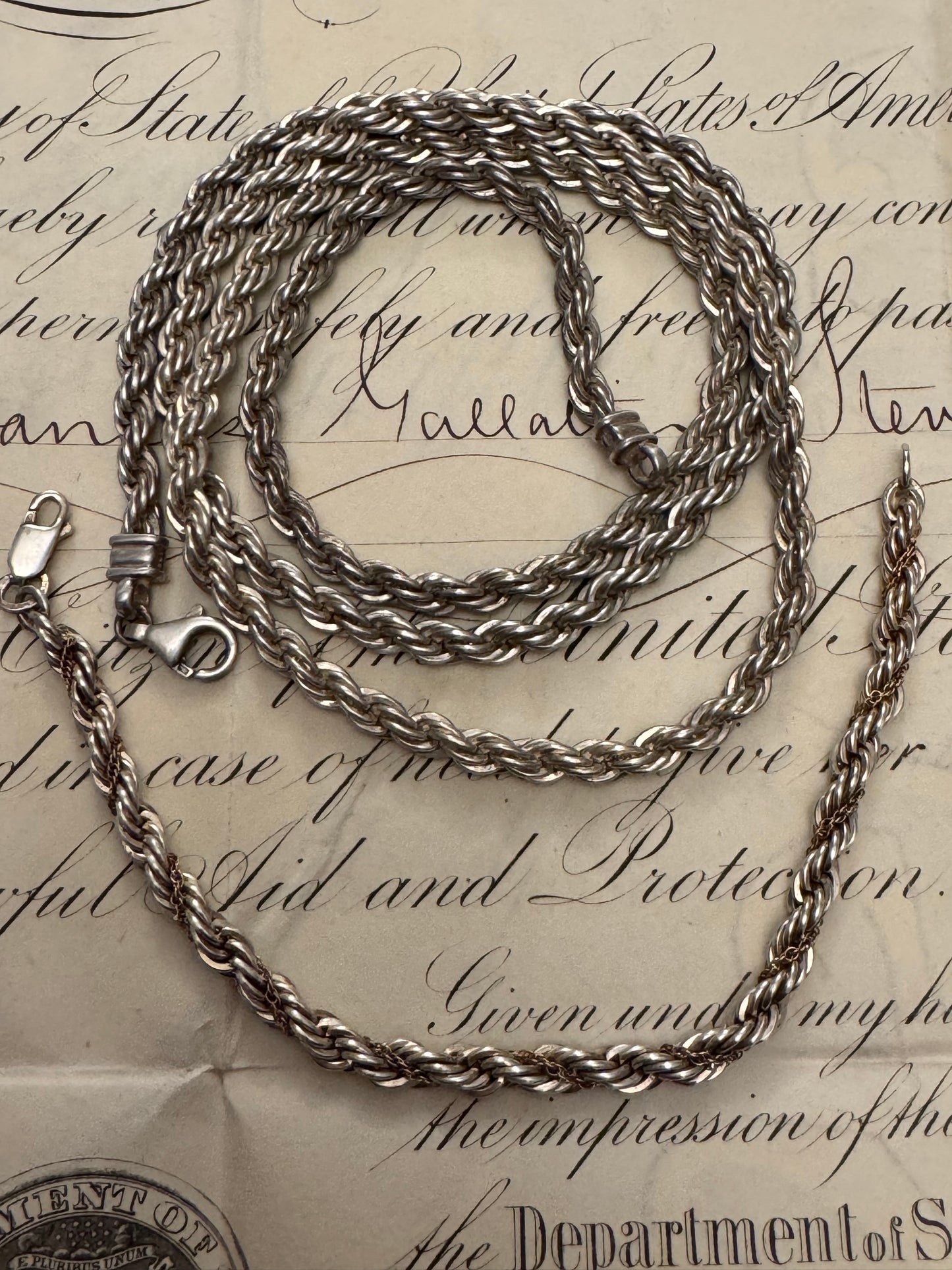 Fab Italian solid sterling rope necklace and bracelet set