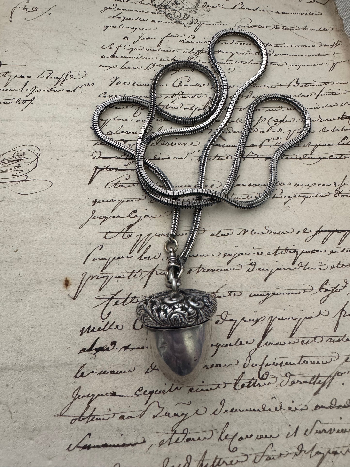 Long Antique Silver Foxtail Chain with Dog Clip