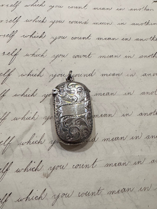 Small Rectangular Victorian Engraved Match Safe