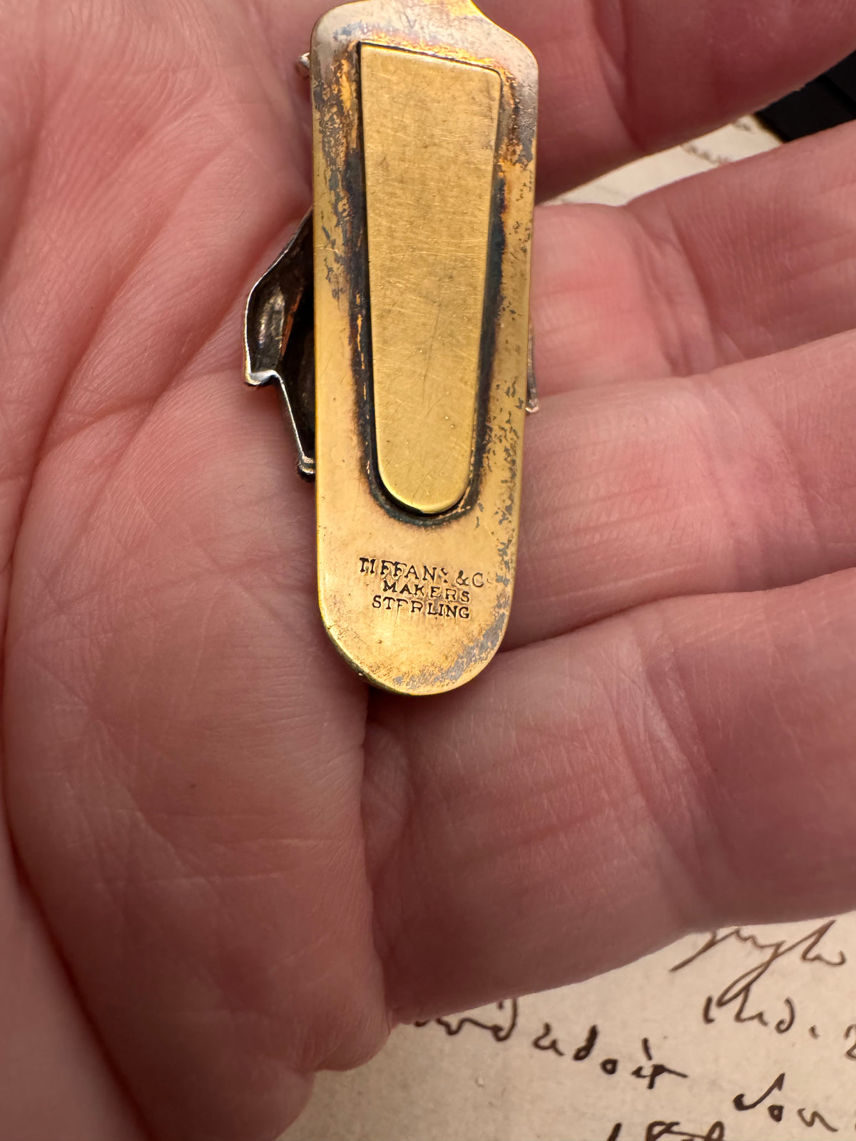 Very Early Tiffany Gold Plated Sterling Hand Clip