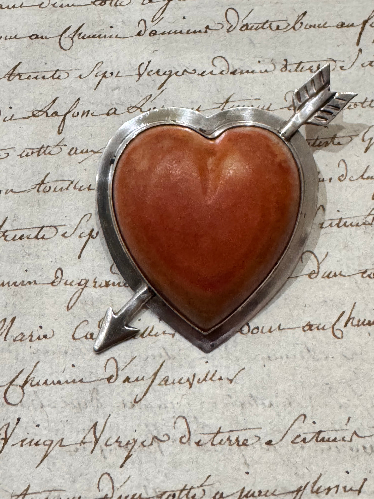 Amazing Huge Silver and Jasper Pierced Heart