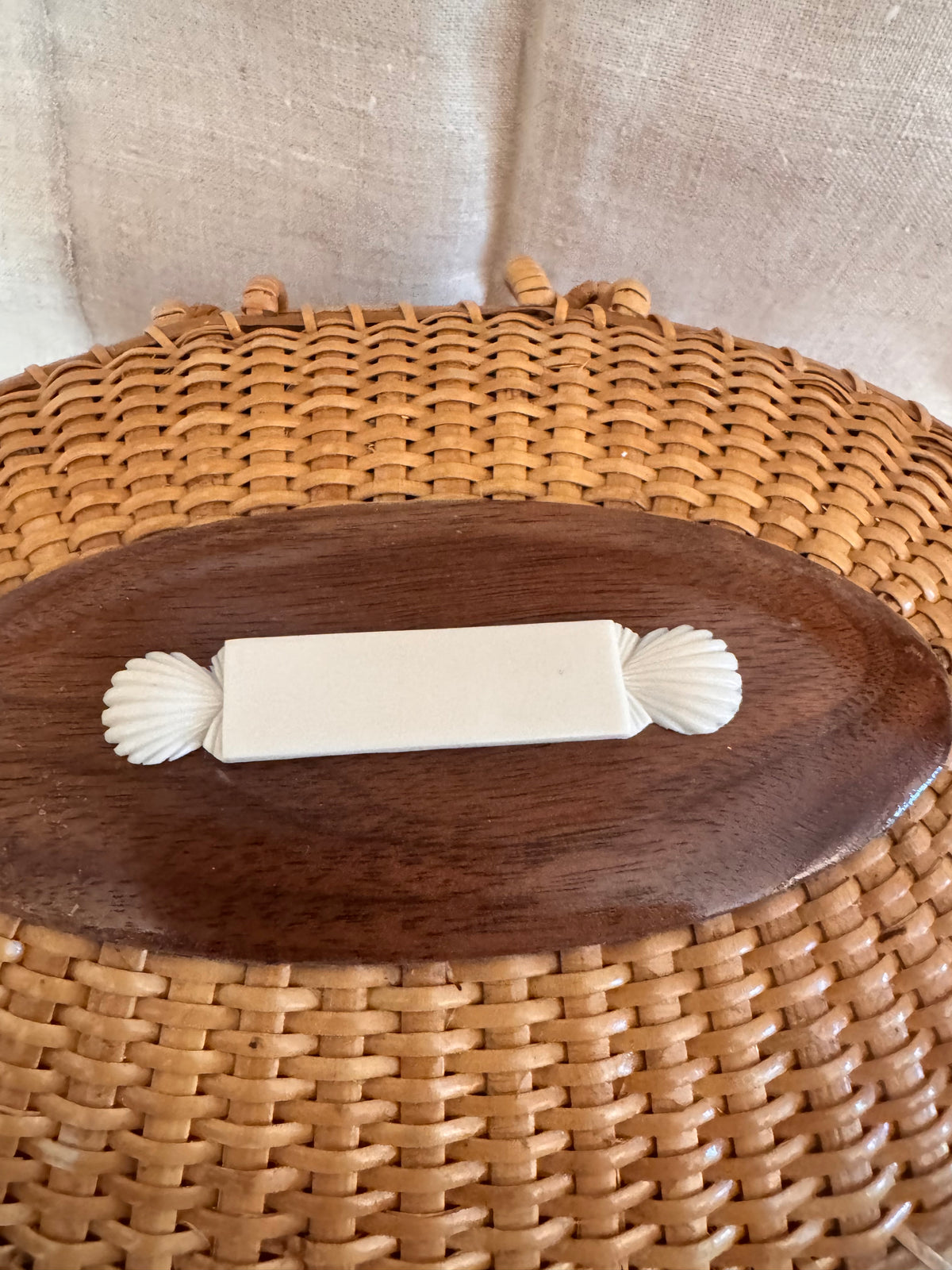 Large Oval Basket with Blank Quarterboard for Initials or Word