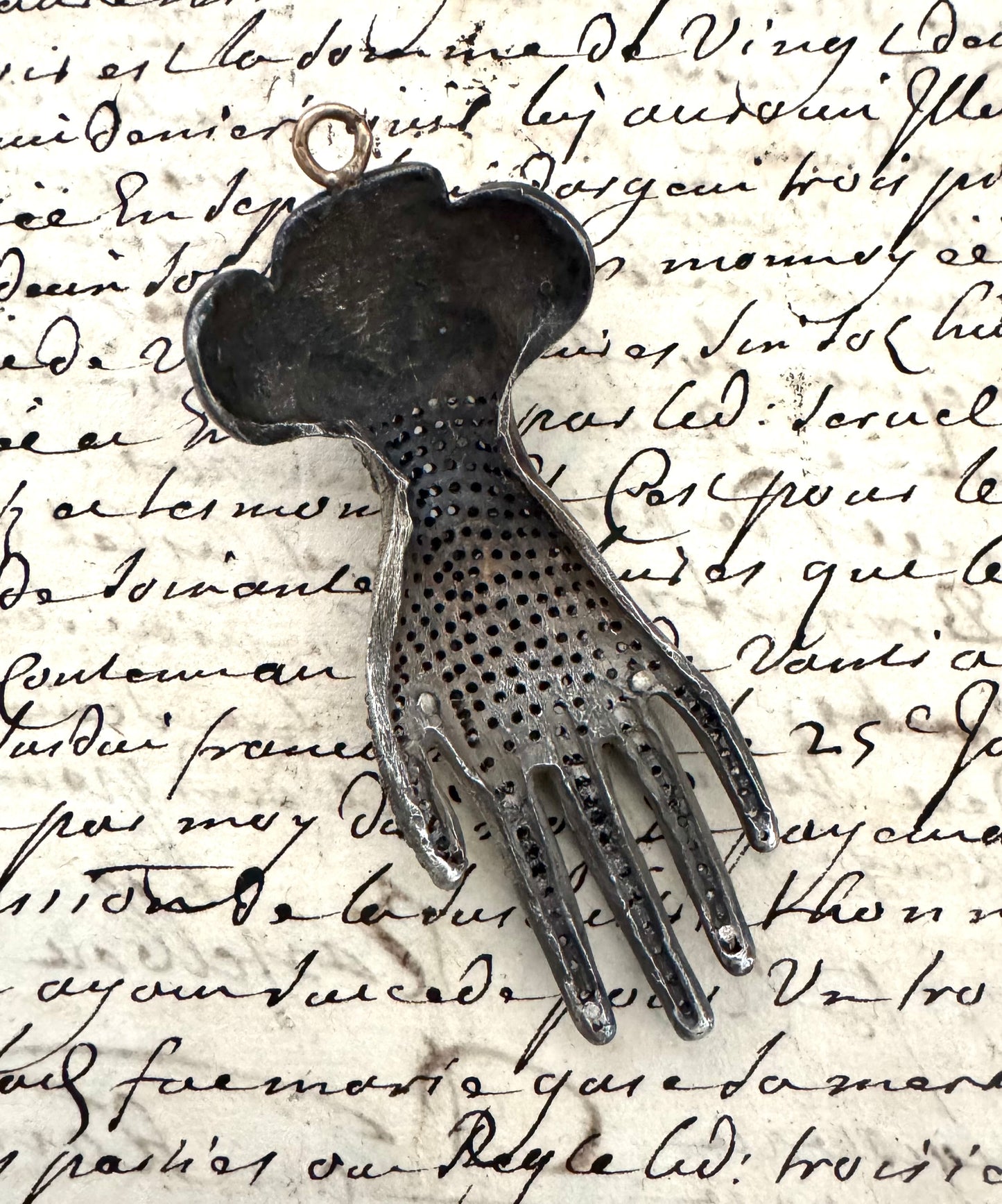 Diamond Encrusted Large Hand Pendant