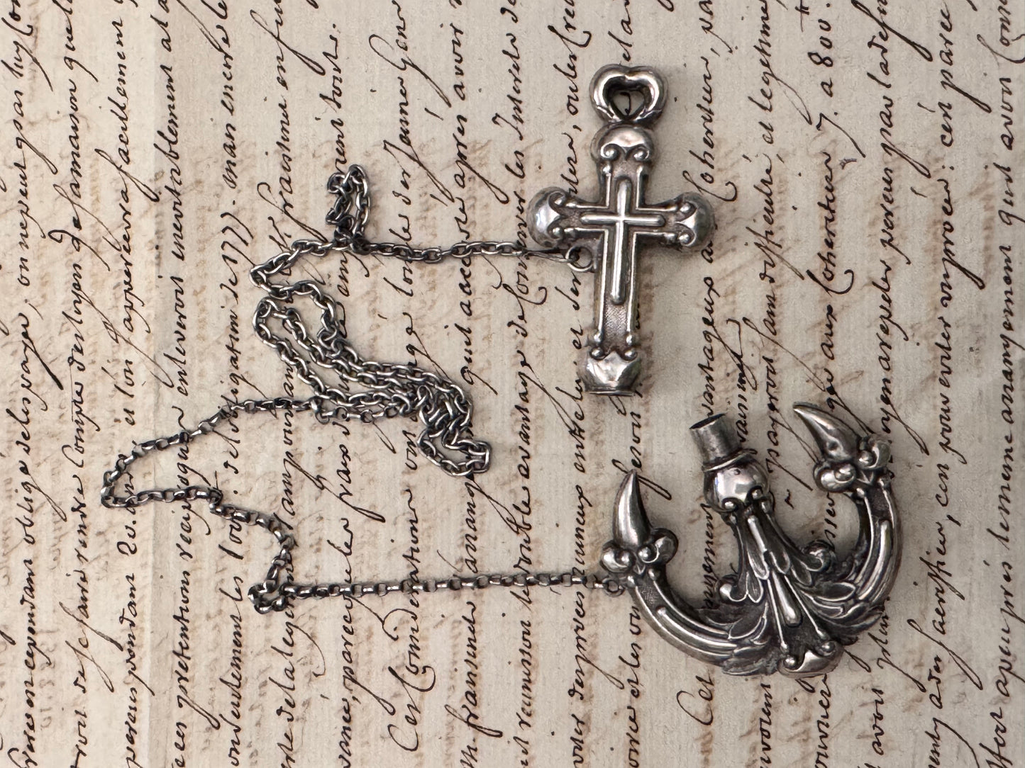 spectacular English Victorian large anchor needle case from chatelaine