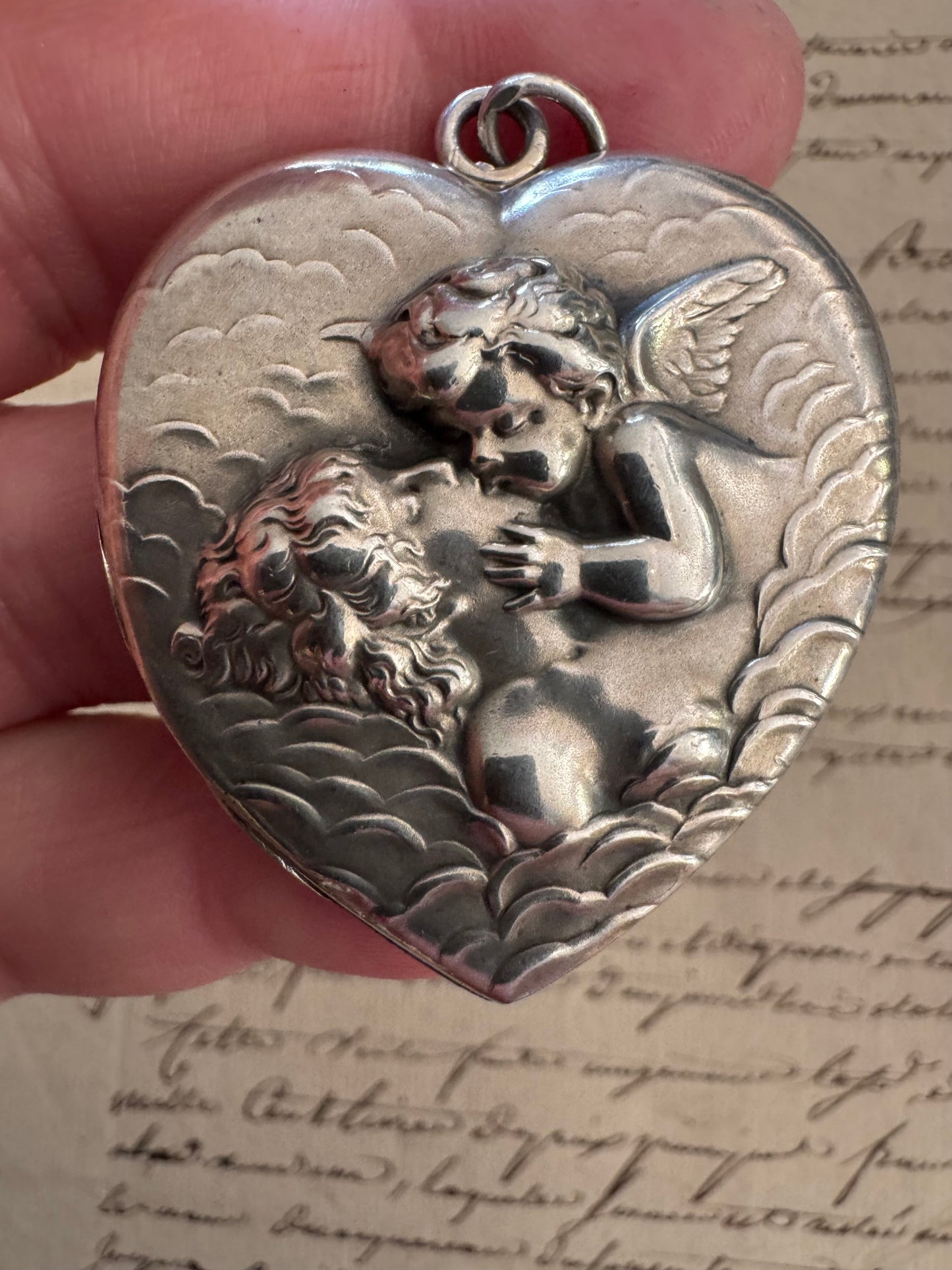 Rare Signed Unger Brothers Art Nouveau Heart Locket