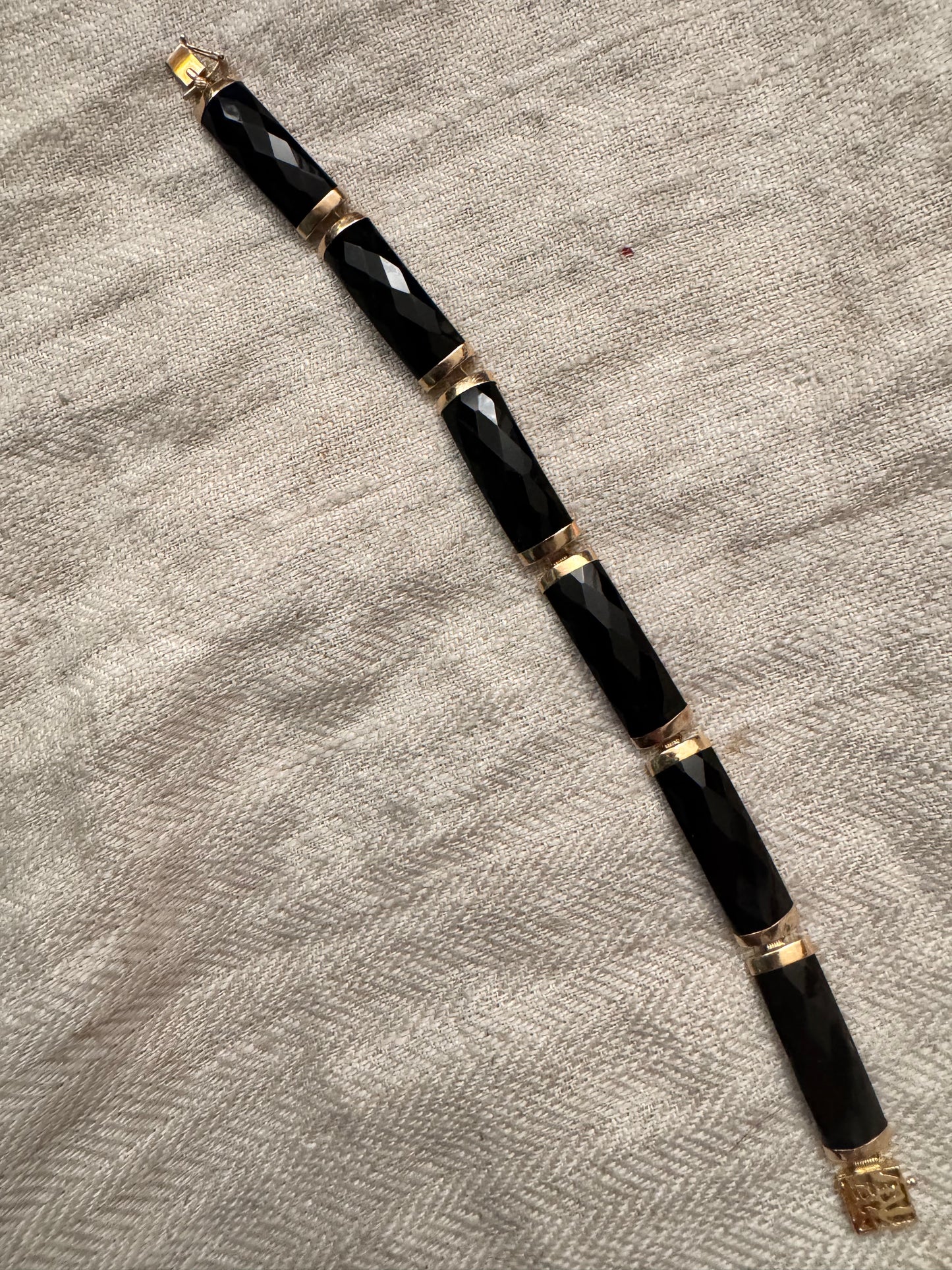 Lovely Black Onyx and 14k Gold Bracelet 1
