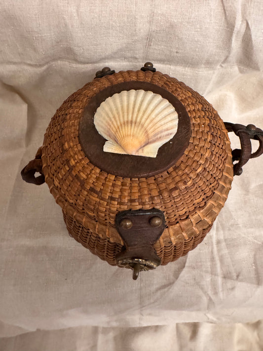 Rare Older Lightship Basket with Real Scallop Shell