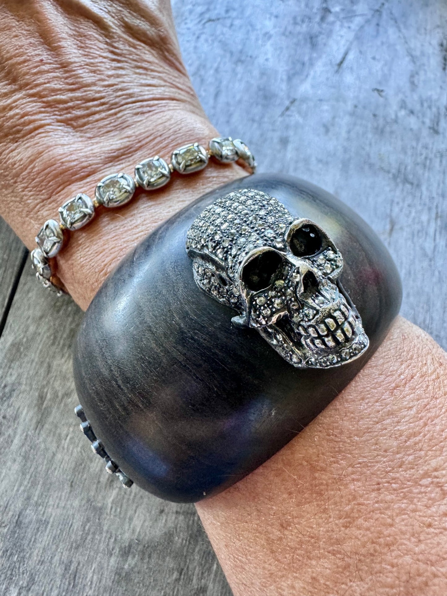 JKC Diamond and Ebony Skull Cuff