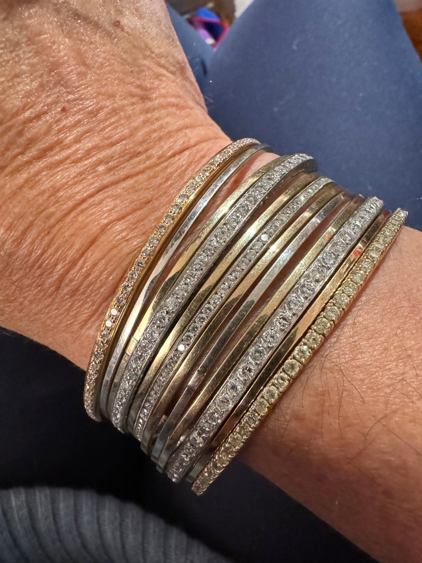 14k Gold Semainier Set of 7 Bracelets from Italy