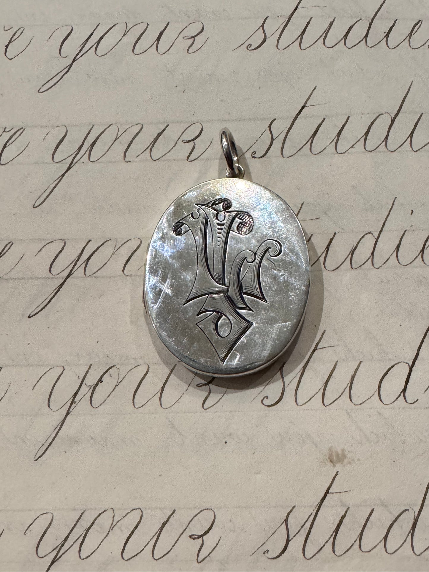 beautiful chunky sterling locket with LJ initials