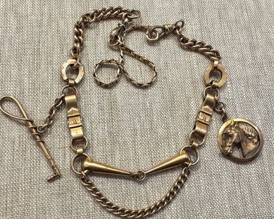 Spectacular Equestrian Gold Filled Watch Chain Necklace