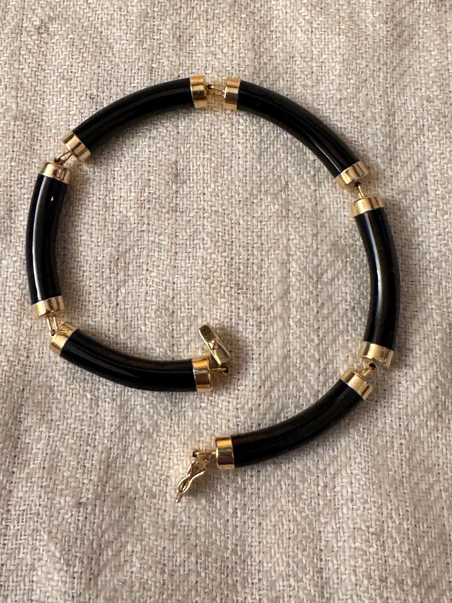 Lovely Black Onyx and 14k Gold Bracelet 2