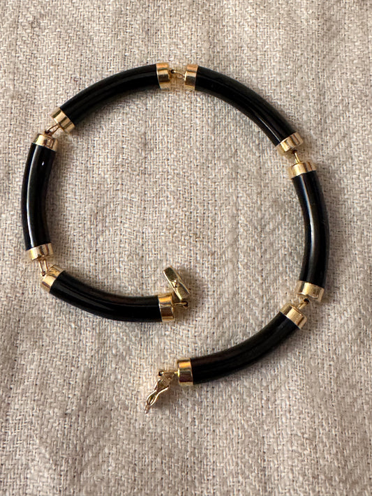 Lovely Black Onyx and 14k Gold Bracelet 2