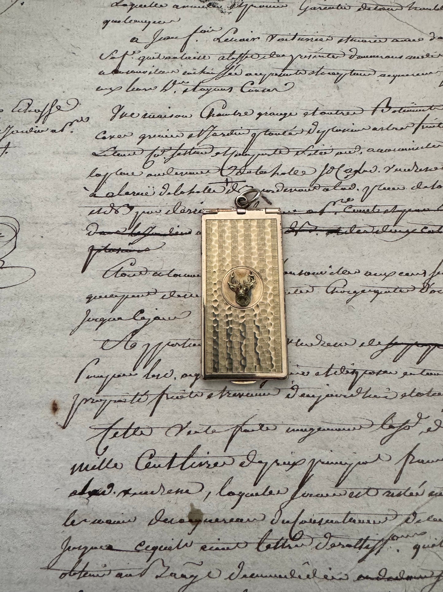 Rectangular Gold Filled Locket with Stag Head