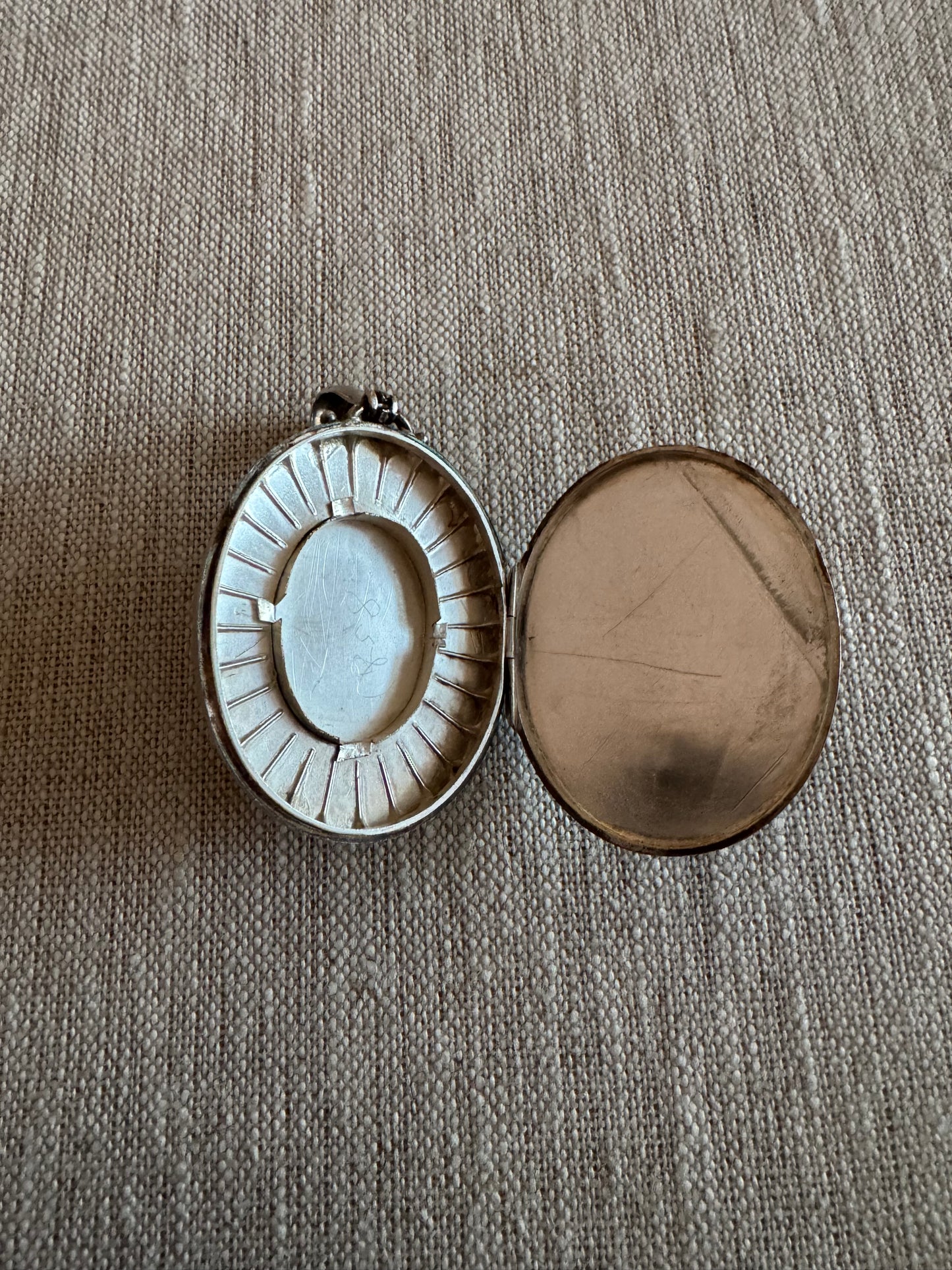 Magnificent Large Victorian Sterling Locket with Stars and LS Initials