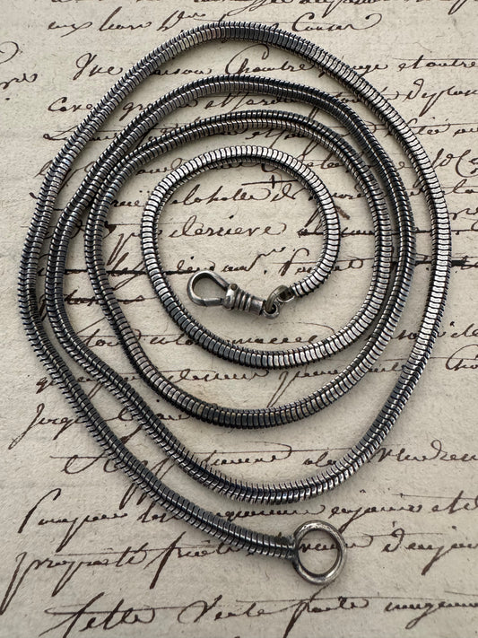 Long Antique Silver Foxtail Chain with Dog Clip