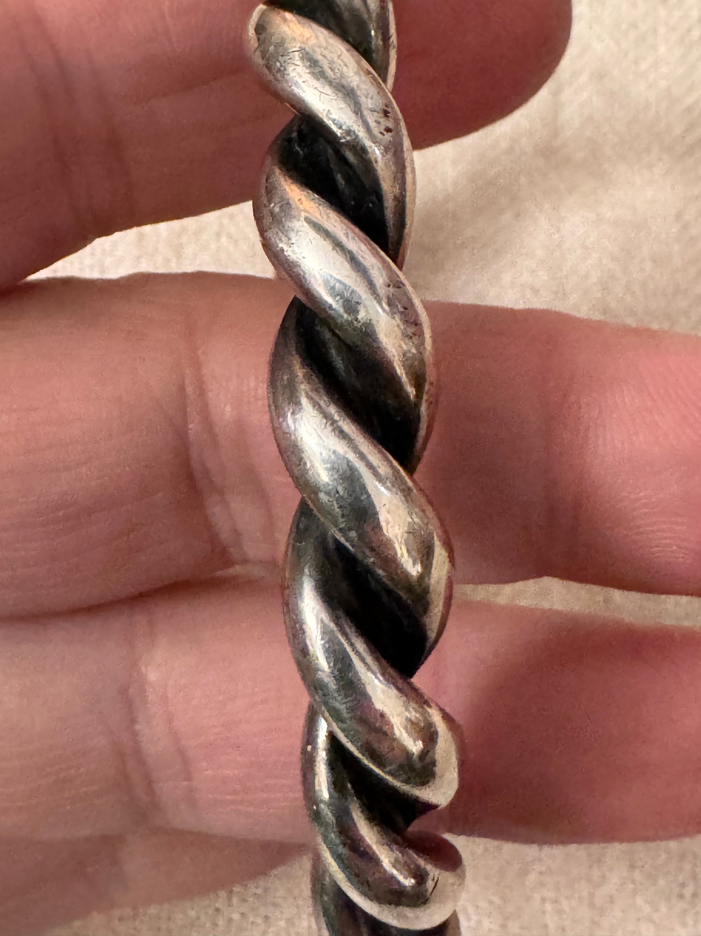 Beautiful and Rare Medium Victorian Silver Rope Bangle