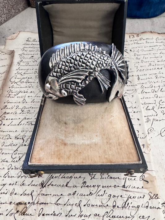 JKC Ebony Cuff with Sterling Silver Fish