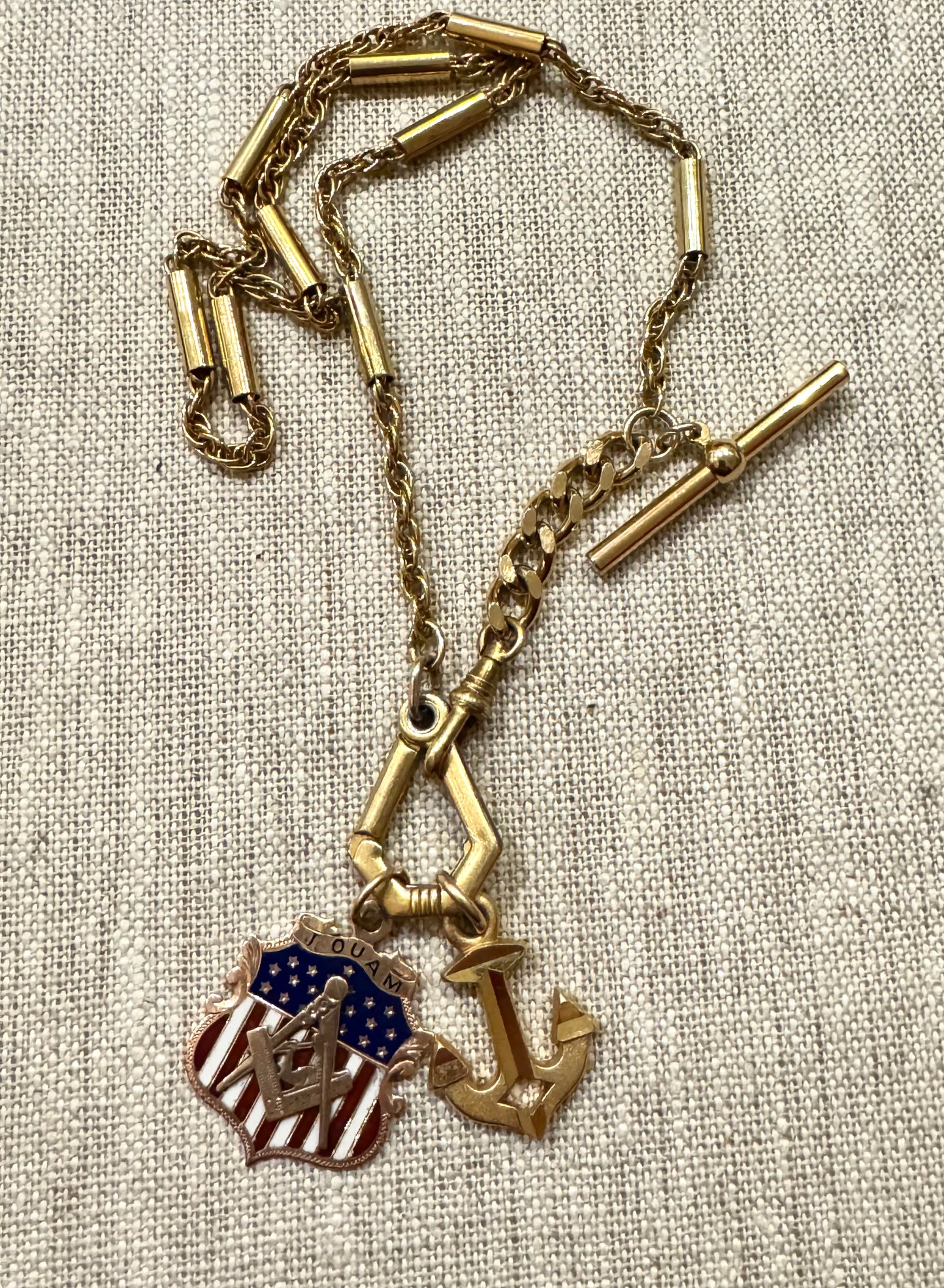 Yellow Gold Filled Vintage Bar Chain Watch Chain #2