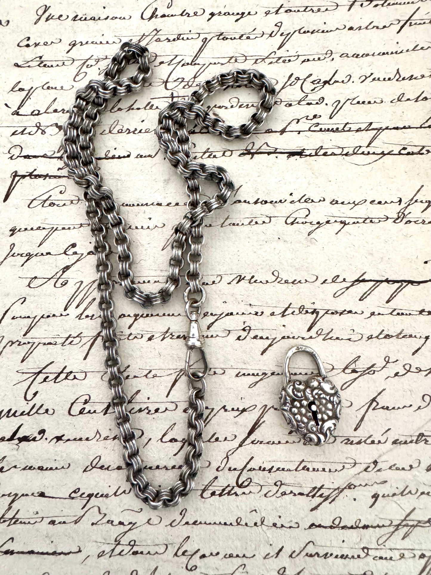 Victorian Sterling Rollo Chain with Heart Padlock